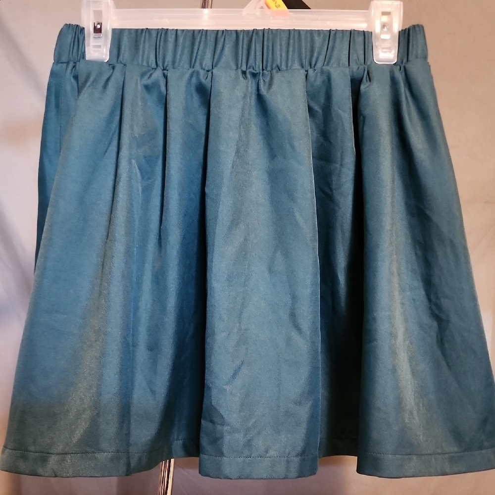 Blue Bubble Mini Skirt with Smocked Waist for Work